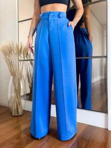 Women Pants - 寶藍色 - 查看 4