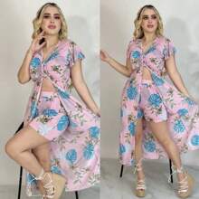 Vestido Largo De Dos Piezas Con Short Primavera Verano - Rosa - Ver 1