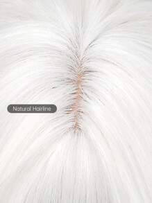 26英寸長的白色瀏海波浪捲合成假髮,適用於女性日常、角色扮演及派對等活動 - 白色 - 查看 7