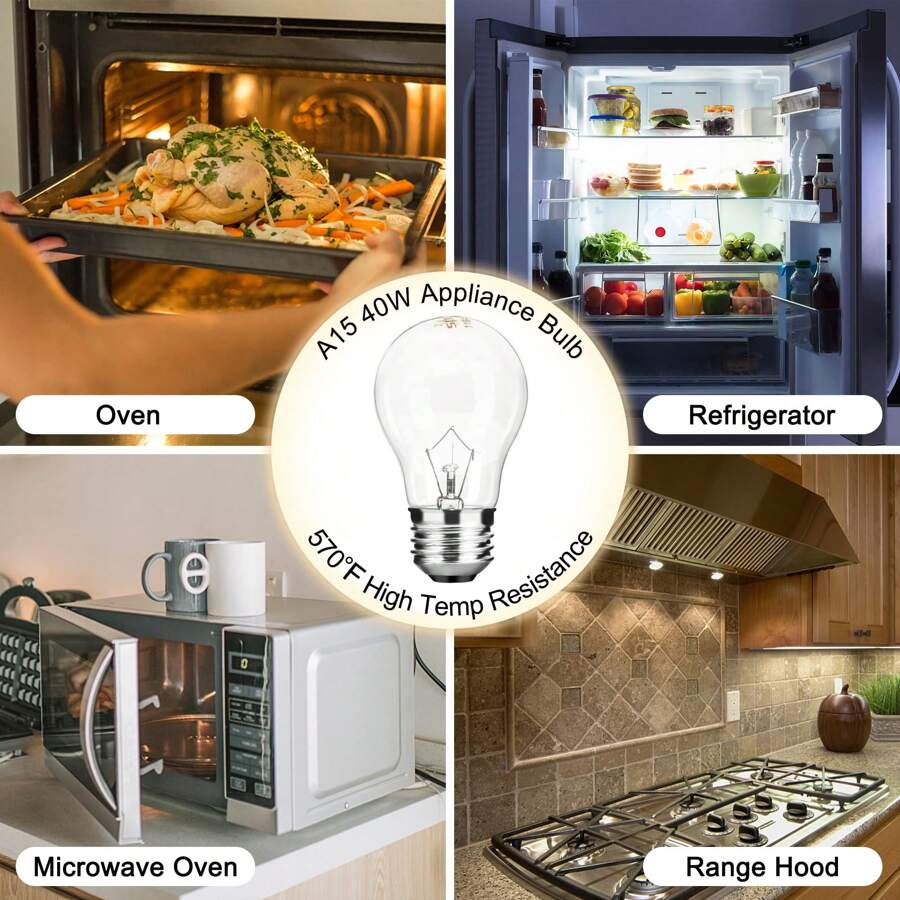 Appliance Oven Light Bulb A15 40W High Temperature 500 Degrees