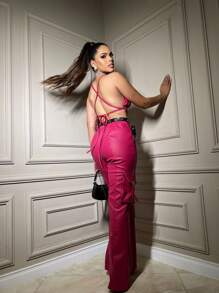 Women Two-Piece Outfits - Bụi hồng - Xem 2
