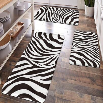 1pc Zebra Pattern Anti-Fatigue Floor Mat, Suitable For Bathroom, Kitchen, Entryway, Hallway, Garden, Multiple Sizes Available