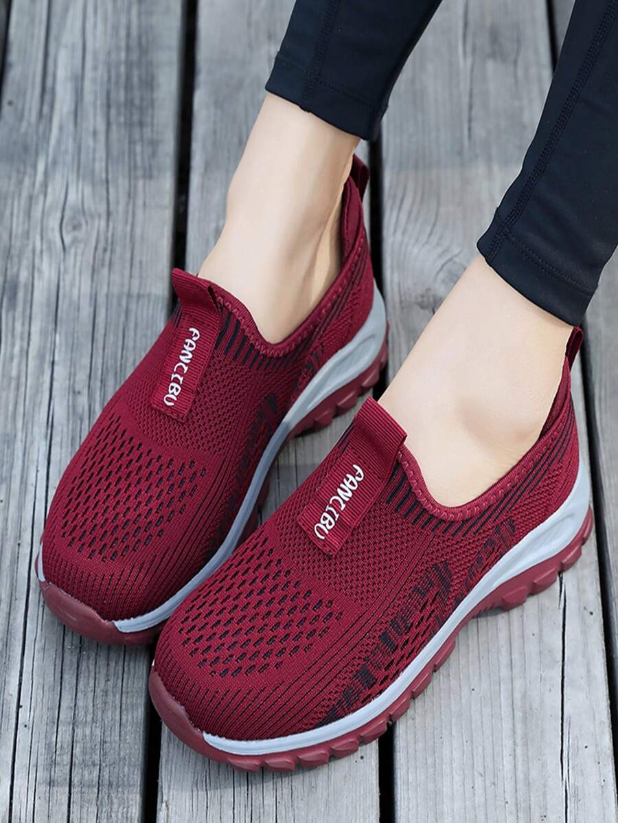 Women Slip-On Walking Shoes - Memory Foam Lightweight Comfortable Soft Casual Fitness Shoes And White Sneakers, Work Shoes - Red - View 1