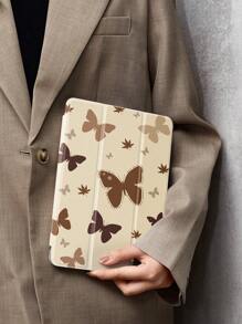 Ốp Ipad hình bướm màu nâu Tương thích với IPad mới 7/8/9th(10,2 inch), Tương thích với vỏ Huawei Metepad 11/ Tab/Xiaomi 5, Có ngăn đựng bút, hỗ trợ nắp bật/tắt tự động - Nhiều màu - Xem 2