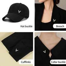 V 型水鑽胸針鑲嵌閃亮水鑽復古領口扣胸針配件適合女士和女孩服裝和圍巾裝飾 - 金色 - 查看 11