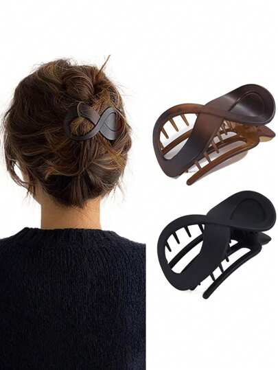 2pcs/1pc Amber & Black Strong-Hold Plastic Hair Clips, Fashionable & Versatile, Elegant Aesthetic, Minimalist Design, Suitable For Daily, Commute, Casual, Party, Face Washing, Makeup, Outfit Accessorizing Claw Clips Hair Claws Hair Barrettes, School Stuff, College, Hair Accessories, Head Accessories