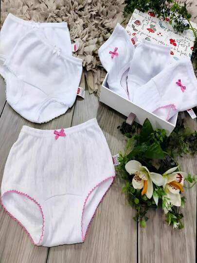 Docena (12 pz) Pantaleta de algodon blanca para niña