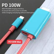 Nadodo Switch Dock Kompatibel med Switch & OLED, USB C till HDMI Adapterkabel Kompatibel med Switch Dock, Typ-C till HDMI konverteringskabel ersätter den ursprungliga Switch Dock Station för TV-projektionsskärm - röd blå - Visa 7