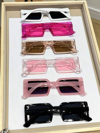 6副时尚小框Y2K沙滩派对眼镜，女士街头沙滩配饰，夏季沙滩度假、户外旅行必备眼镜