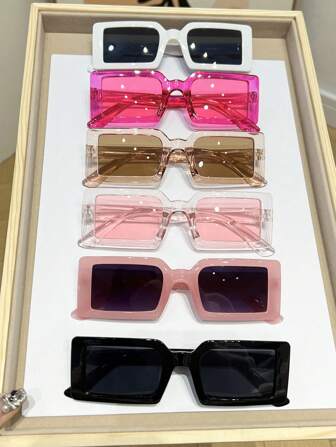 6pcs Stylish Small Frame Y2k Beach Party Eyeglasses For Women Street Beach Accessories For Women Glasses Shades For Summer Beach Vacation,Outdoor,Travel