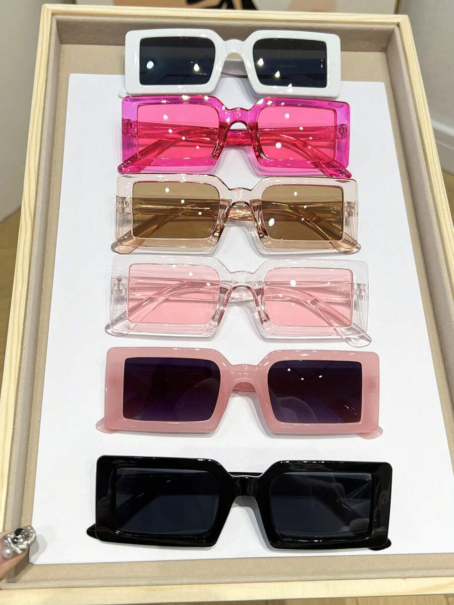 Schmonti Lentes De Sol Rectangulares Para Mujeres Y Hombres, Gafas De Sol Retro De Los Años 90, Protección UV400, Persianas Cuadradas, A5 Beige