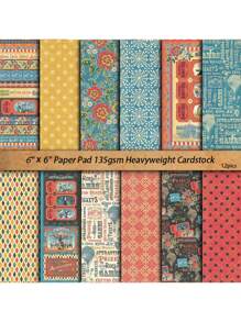 12pcs Vintage Secret Code Material Paper For New Year, Valentine's Day, Easter, Retro Style European Flower Plant Background Pattern, Scrapbooking Crafting Art Supplies For Office, Student Learning, Party, Diy Gift Box, Exploding Box,School Supplies,Back To School - Multicolor - View 4