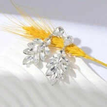 Cinmilada 一對簡約時尚的合金鑽石耳環,適用女性送禮及派對穿搭 - 馬眼形水滴耳環 - 查看 8