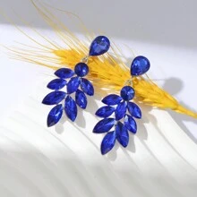 Cinmilada 一對簡約時尚的合金鑽石耳環,適用女性送禮及派對穿搭 - 馬眼形水滴耳環 - 查看 6