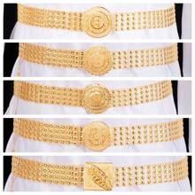 1pc 18K+ Gold Plated Geometric & Floral Engraved Waist Chain, Unisex, Suitable For Weddings, Celebrations, Gifts For Lovers, Brothers, Fathers, Symbolizing Strength And Elegance