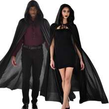 1 件男女通用黑色连帽斗篷/披风，尺码 90 厘米/S、120 厘米/M、140 厘米/L、150 厘米/XL，万圣节服装角色扮演连帽海盗斗篷，万圣节服装