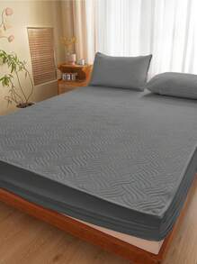 1pc Waterproof Quilted Mattress Protector, Mattress Cover, Bedroom Bedding, Mattress Pad, Solid Color Simple Style Bedsheet, Suitable For All Seasons And Bed Sizes, Machine Washable, Great For Holiday Gift, Gray - Grey - View 6