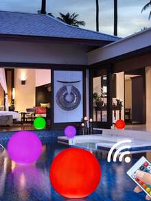 1pc 16-Color LED Remote Control Light-Up Beach Ball, Inflatable PVC Flash Ball For Concert Atmosphere, Pool, Creative Lawn Decoration,Pool Toys Suitable For Pool Games,Pool Party - Multicolor - View 3