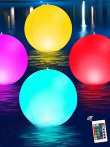 1pc 16-Color LED Remote Control Light-Up Beach Ball, Inflatable PVC Flash Ball For Concert Atmosphere, Pool, Creative Lawn Decoration,Pool Toys Suitable For Pool Games,Pool Party - Multicolor - View 4