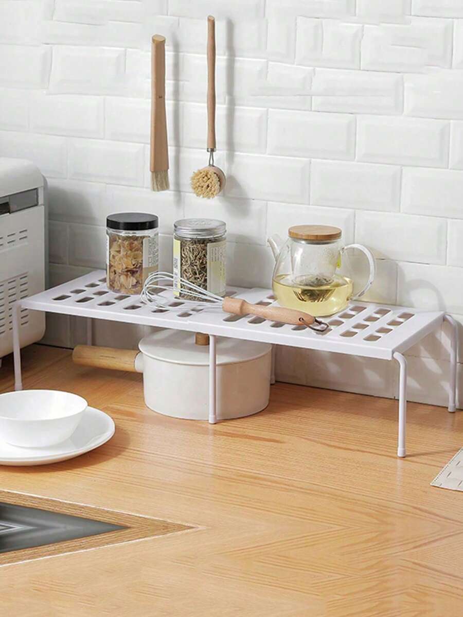 1pc Multi-Function Expandable Storage Rack, Kitchen Spice Rack, Home Organizer Rack, Cabinet Shelf - Multicolor - View 1