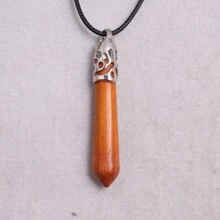 1入組50*10mm天然寶石水晶項鍊PU皮繩情侶禮物吉祥石項鍊六角柱長吊墜項鍊男女珠寶項鍊代理批發 - 天然石 - 查看 30