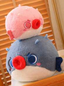 1只圓形河豚布娃娃,卡通醜可愛的大嘴巴河豚布娃娃坐墊,超可愛寵物河豚,治癒系毛絨玩具娃娃床上好夥伴玩具