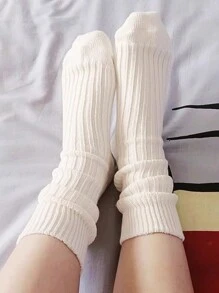 White Fashion Sports Mid-Calf Socks, Knee-High Socks, Unisex, Couples Socks, Boat Socks, Suitable For Spring, Autumn, Summer, Double-Layer Knitting Craftsmanship, Comfortable And Breathable For All Seasons