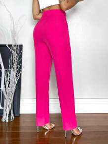 Women Suit Pants - 玫紅色 - 查看 2