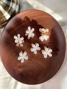 4入組復古珍珠花髮夾,甜美迷你髮夾 - 彩色 - 查看 7