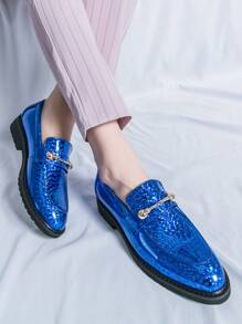 Men's Flashy Versatile Holiday Style Formal Shoes, Silver/Blue Color, Wedding Shoes - Blue - View 1