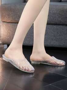 女士果冻透明底柔软镂空速干透气凉鞋，抗菌防臭防滑轻便室内/室外拖鞋，适用于浴室、沙滩、夏季、时尚新设计