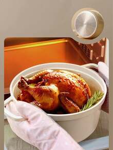 1個24cm多色搪瓷煮鍋,雙耳不粘燉鍋,方便麵鍋,鑄鋁瓷釉湯鍋,複合底加熱湯鍋,廚房烹飪器具