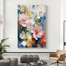 1pc Frameless Wall Decor Flower Mural Art Abstract Flower Painting Canvas Wall Art Modern Home Decoration Piece Art - Multicolor - View 15