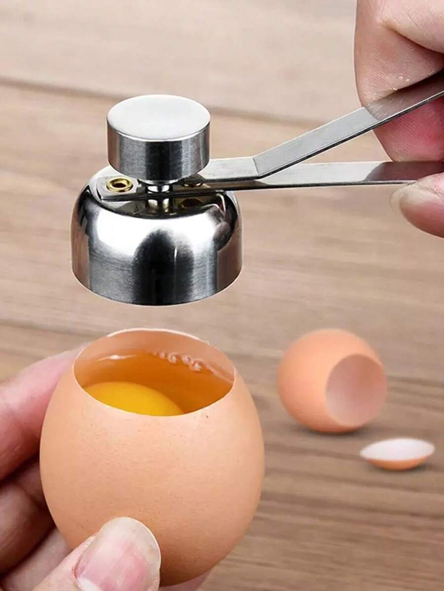 1pc Stainless Steel Eggshell Cutter, Silver Egg Topper For Kitchen