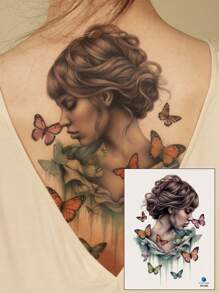 STARTTOOS 美麗個性化的花朵和蝴蝶圖案身體暫時性刺青貼紙,適用於女性,適用於手臂/胸部/腹部/背部 - 彩色 - 查看 5