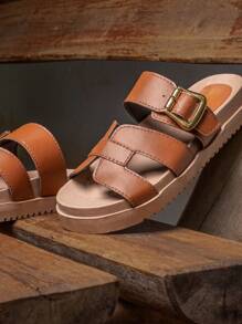 Papete Sandalia Feminina Confortavel Birken - Marrom - Visão 1