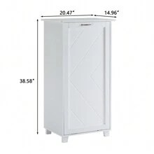 Tilt Out Kitchen Trash Bin Cabinet, Dog Proof Garbage Can With Wood Holder Free Standing Recycling, White - 白色 - 查看 9