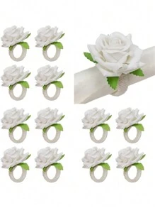 1pc/6pcs/12pcs/24pcs Simulation Napkin Rings Western-Style Hotel Mouth Cloth Handmade Creative Mori Style Rose Napkin Holder New Napkin Buckle