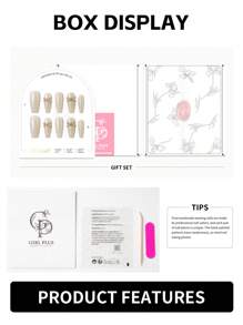 GIRL PLUS 10入組假甲,3d交叉和魔鏡粉色美甲貼,適合女性日常佩戴 - 彩色 - 查看 7