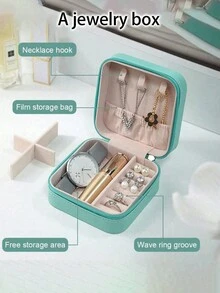 1入珠寶收納盒,珠寶整理盒,pu皮革禮品盒,適用於戒指,耳環,項鍊,手鍊,指甲油,化妝品,家居和旅行 - 彩色 - 查看 9