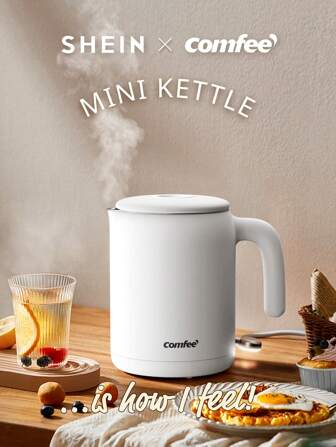 Comfee 800W Mini Electric Kettle - 0.6L Fast Boil Tea Pot With Stainless Steel Interior, Auto Shut-Off, Boil-Dry Protection, Portable & Easy-Clean Travel Kettle, Ideal Christmas Gift, White