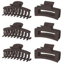 6入組女性夾髮器塑膠夾髮器香蕉夾髮器4.3英寸大夾髮器，適用於厚髮細髮長髮可愛髮夾頭飾女孩休閒 - 彩色 - 查看 6