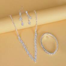 4pcs/Set Fashion Jewelry Set For Women, Including Various Necklaces, Suitable For Weddings, Parties, And Daily Wear - Silver - View 6
