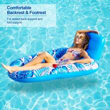 1pc, Inflatable Pool Float, Water Hammock Inflatable Pool Recliner Inflatable Pool Chair Inflatable Raft Floating Bed Recliner Swimming Pool Beach Float Adult Toy For Lake Swimming Pools Sun Bath Lounge Chair Float Pad Summer - Blue - View 5