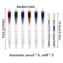 6入隨機顏色0.5mm和0.7mm機械鉛筆,配有便攜式橡皮筆組和2盒0.5mm和0.7mm鉛筆芯套裝,供學生書寫、繪畫、素描使用 - 彩色 - 查看 2