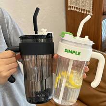1pc 31oz Summer Large Sippy Cup Office Coffee Cup High Profile Horizontal With Handle Double Sippy Cup Handy Cup - Multicolor - View 3