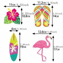 新品到貨夏威夷熱帶派對裝飾三角旗,夏令營活動火烈鳥和花紋拖鞋裝飾旗 - flip-flops banner - 查看 5