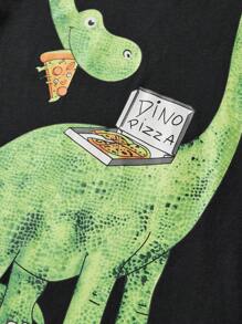 Young Boy Casual Short Sleeve T-Shirt Set, Cartoon Dinosaur Pattern Print, Summer Fashion, 2pcs Short Sleeve T-Shirt And Shorts - Multicolor - View 4