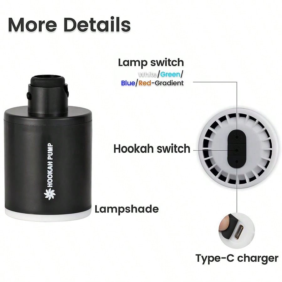 Hookah Pump With 1300 MAh Rechargeable Battery Electric Hookah Air