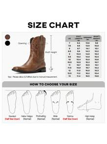 Cowboy Boots For Men - Men's Western Boots With Embroidered, Slip Resistant Square Toe Chunky Heel Ankle Boots, Durable And Fashionable Retro Classic Short Boots For Spring Fall - màu nâu - Xem 6